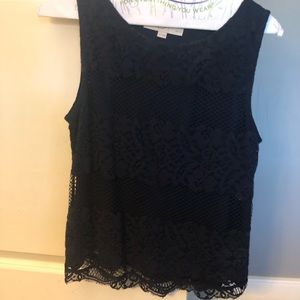Ann Taylor Loft sleeveless lace overlay shell.